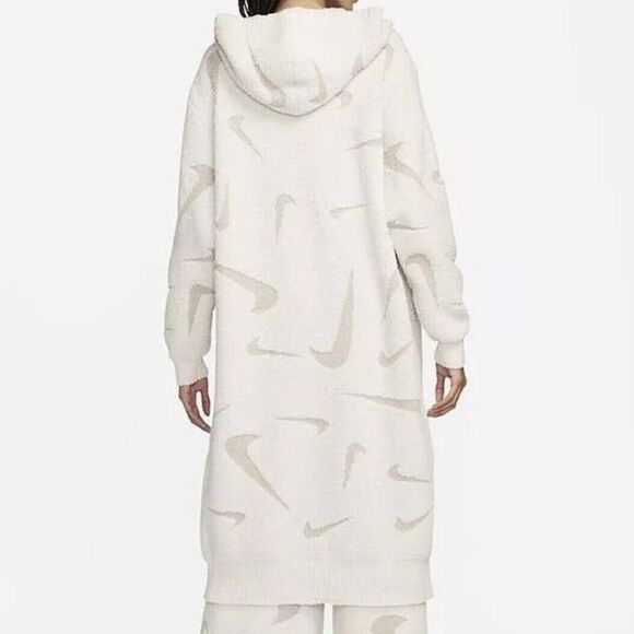 Nike Phoenix Cozy Bouclé Long Knit Cardigan Cream FD4282 105 Women's LARGE - Picture 4 of 8